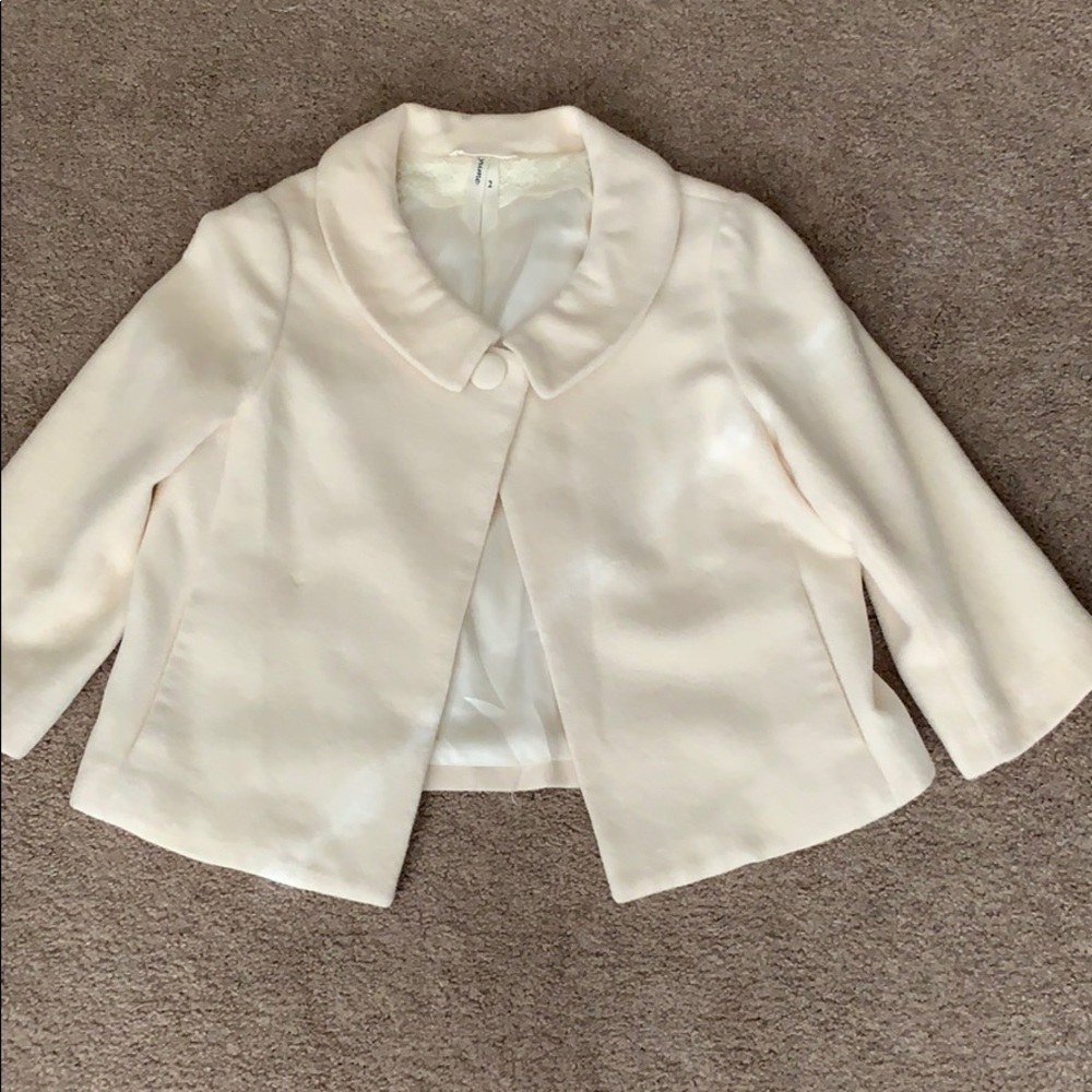 Ivory crop wool blend cropped jacket